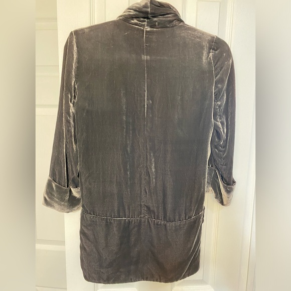 Wilfred Velvet Open Front Jacket 0 grey Viscose Silk 3/4 rolled sleeves career - Picture 2 of 16